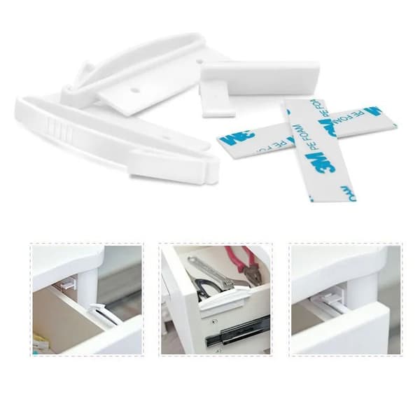 Lås til skabe og skuffer - 4-pak White