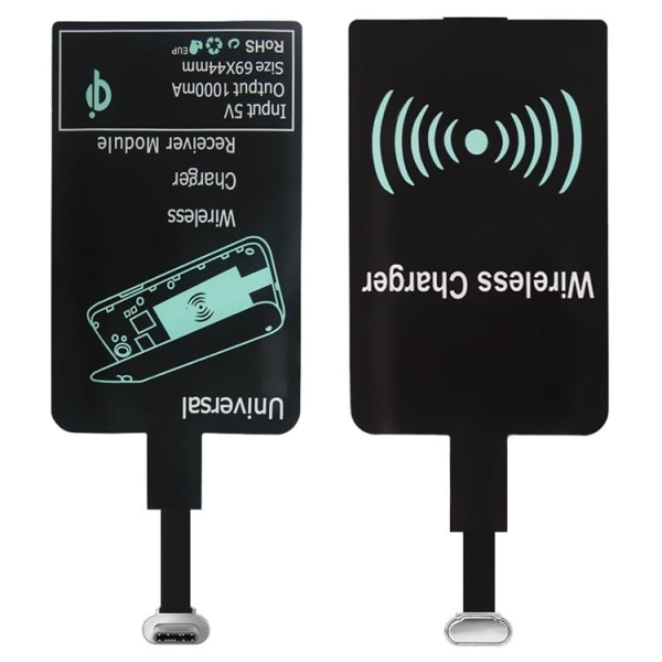 Qi Adapter - Trådlös Mottagare för Laddning till Micro-USB - Sva Svart