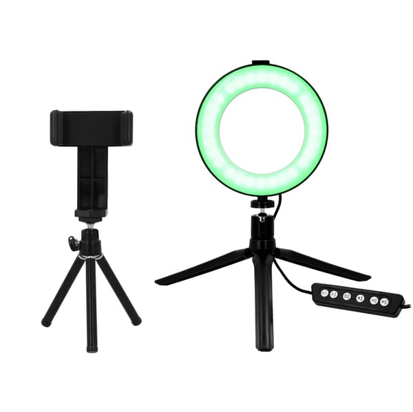 Ring Light med Stativ - 16 cm Black
