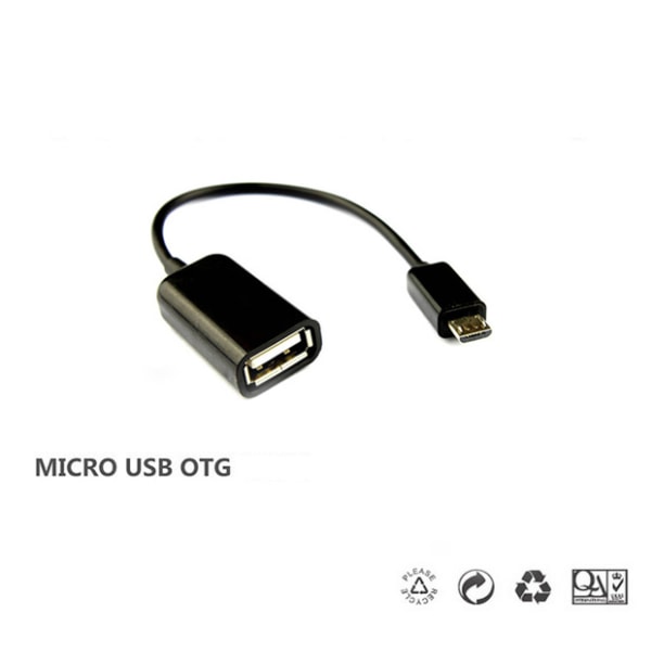 USB till Micro USB Kabel - Inbyggd OTG Adapter - Svart Svart