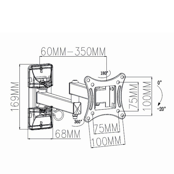 TV Seinäteline - täysin säädettävissä 13 - 27"15 kg Black