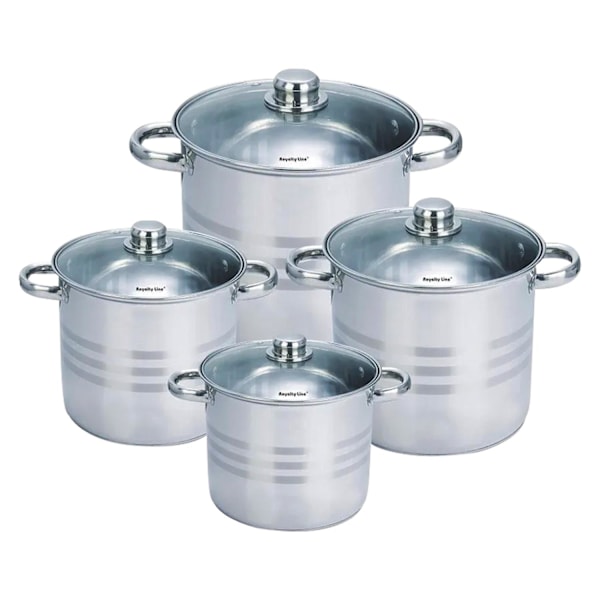 Kastrullset med Glaslock, 4 st Silver