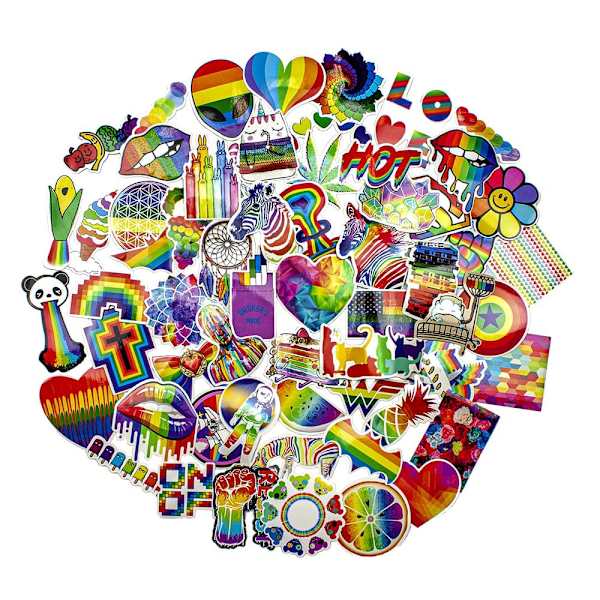 50x Klistermærker - Regnbue Multicolor