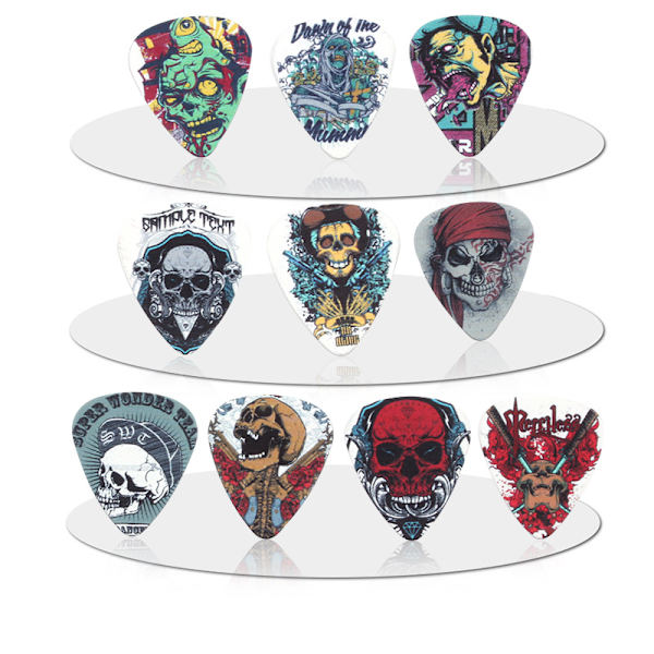 Skull Plektrum i 10-pack - Gitarrtillbehör multifärg