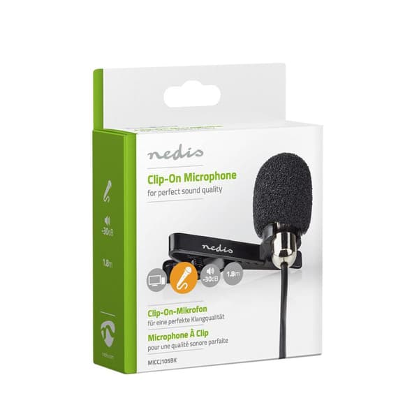 Mikrofon - Clip-On - 3.5 mm-stik Black