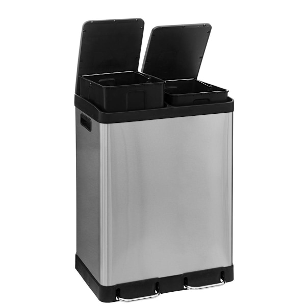 Sorteringsspand med 2 rum - Rustfrit stål Grey