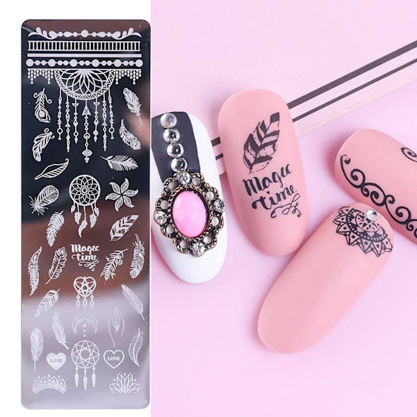 Negle skabeloner til nail art - fjer Multicolor