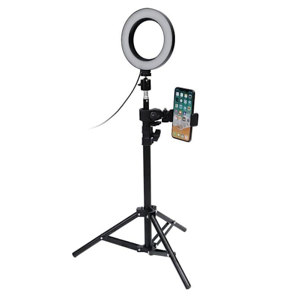 Selfie lampe / Ring light (17 cm) og stativ Black