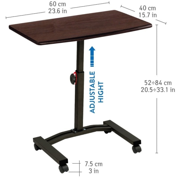 Tatkraft, Salute - Justerbart Laptopbord med hjul Brun