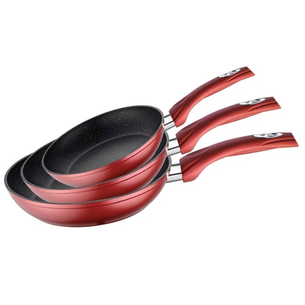 3x Paistinpannut Marmoripinnoitteella - Punainen Red