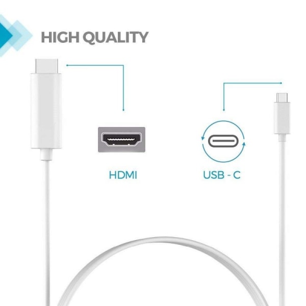 USB-C (3.1) til HDMI (2.0) adapter, 1.8m - Hvid White
