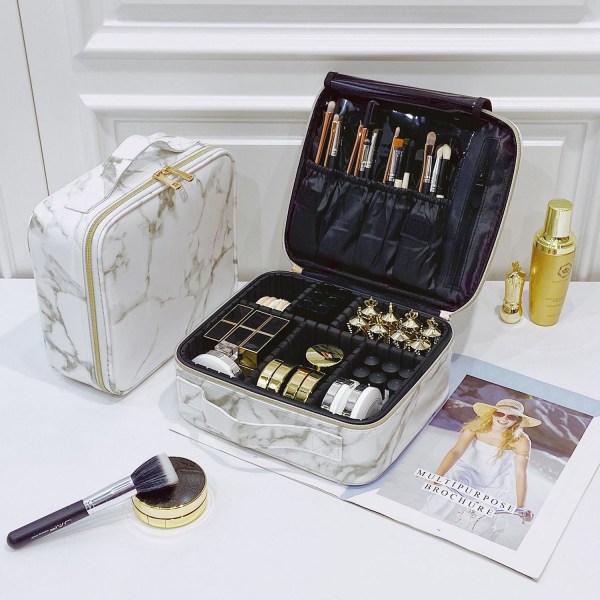 Make-up Taske med Skillevægge - Marmor White