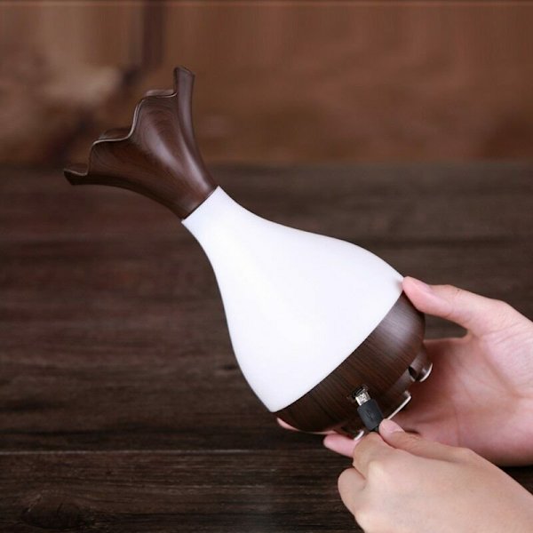 Jade Bottle aromaterapi luftfugter og lampe - Træ Brown
