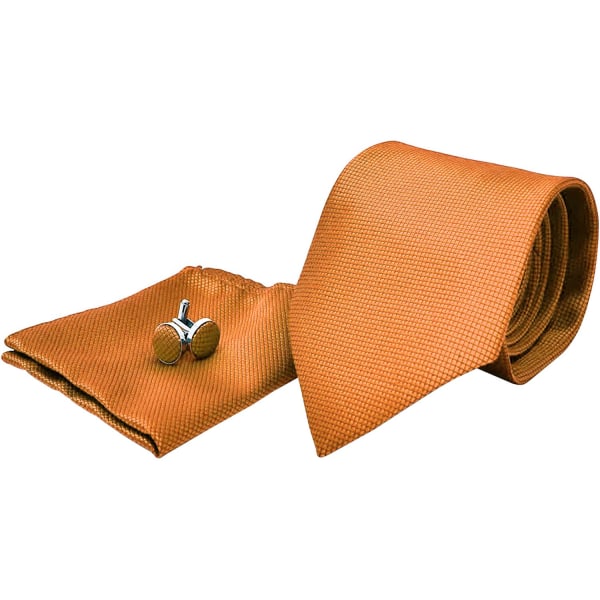 Kostym Accessoarer | Slips + Näsduk + Manschettknappar - Orange multifärg one size