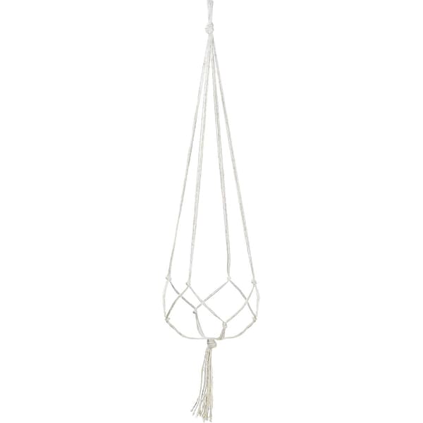Ampel med Makraméknytning - 90 cm Vit