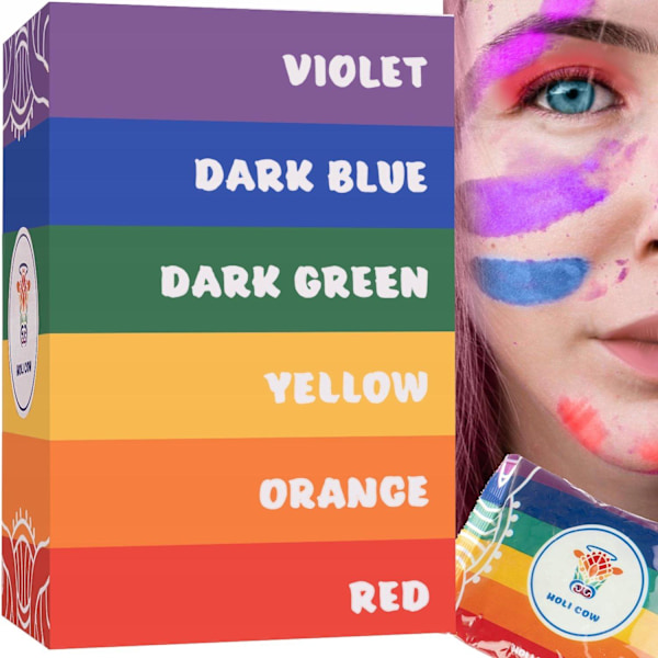 Holi pulver - Sæt med 6 farver Multicolor