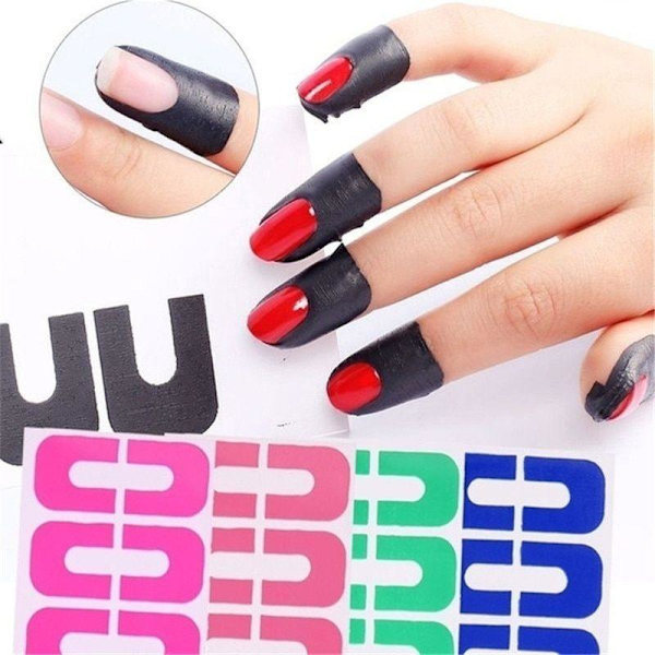 Peel off tape til neglelak, U-formet - 10 stk Black