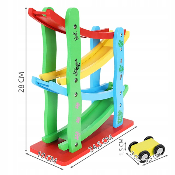 Puinen ramppi värikkäillä autoilla - 5 kpl Multicolor
