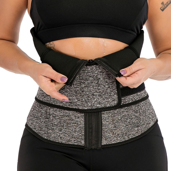 Waist Trainer med Kardborreband, Grå - XXL Grey XXL