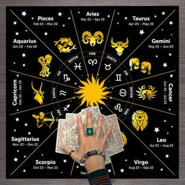 Tarot-korttiliina - horoskooppi - 80 x 80 cm Multicolor