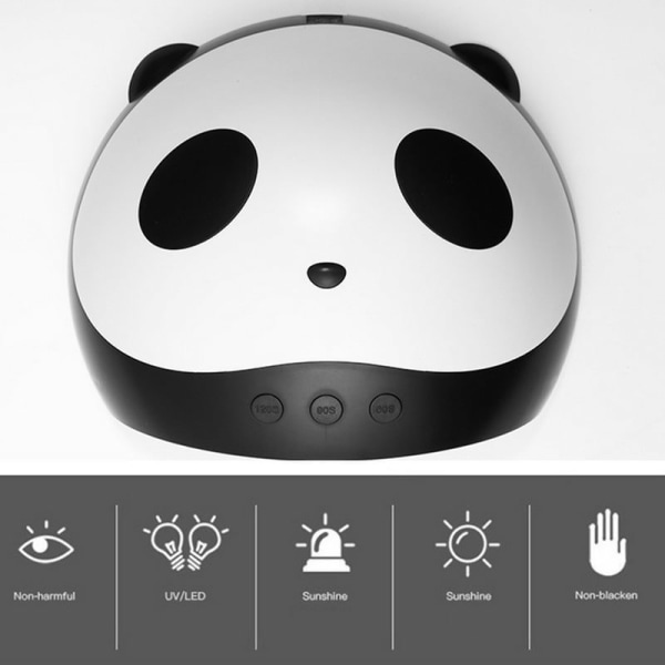 Nageltork med UV LED Lampa - Panda Svart