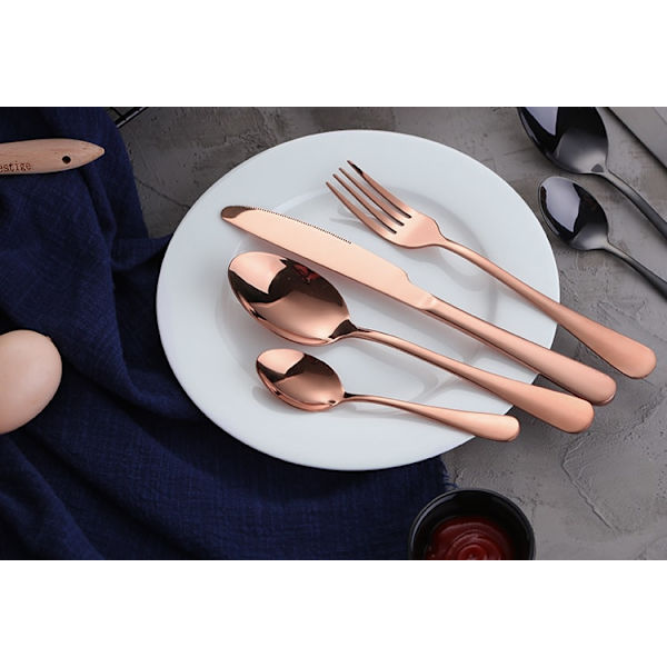 Bestiksæt i rustfrit stål, 4 dele - Rosé Pink