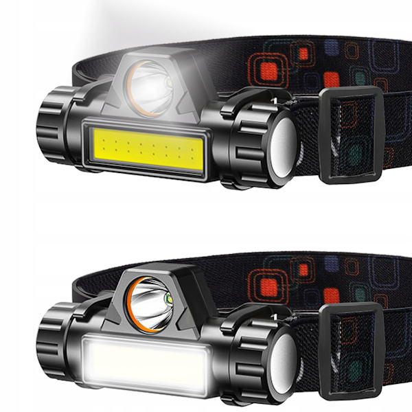 Multifunktionell Pannlampa - Justerbar - USB Svart