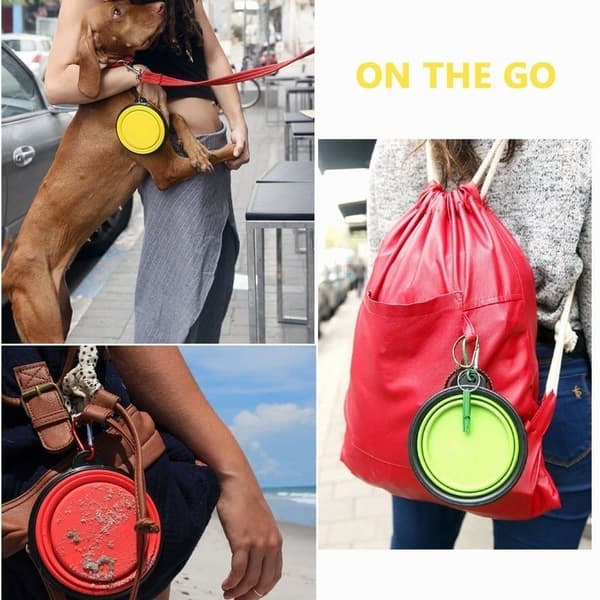 Sammenfoldelig vandskål til hunde - Gul Yellow