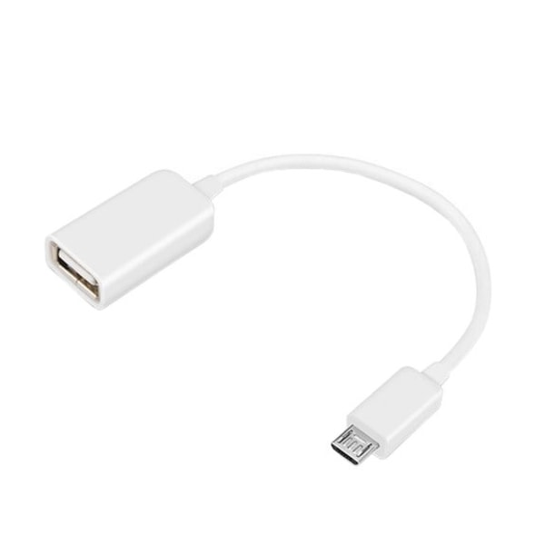 USB til Micro USB Kabel - Innebygd OTG Adapter - Hvid White