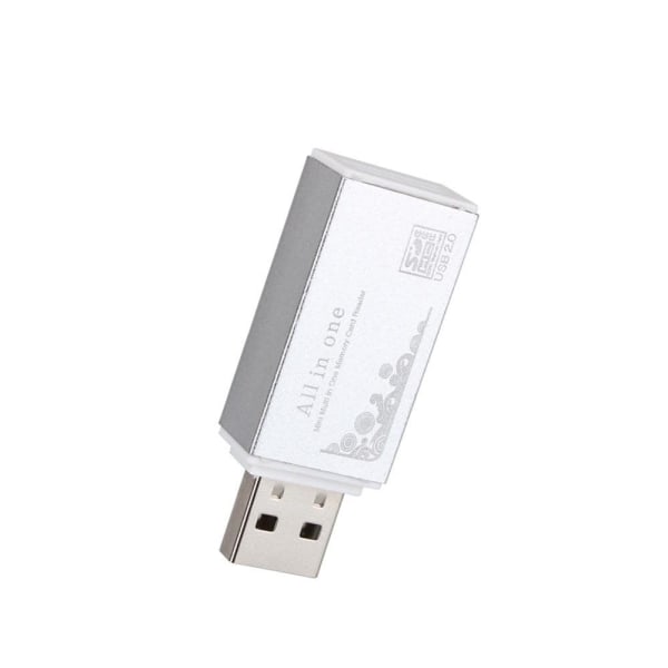 Kompakt USB Minneskortläsare | 4 i 1 Silver