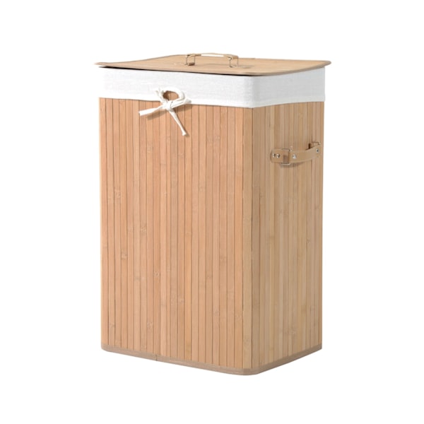 Fällbar Tvättkorg 72L Bambu Canvaspåse