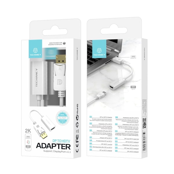 DisplayPort til HDTV - 2K - Adapter White