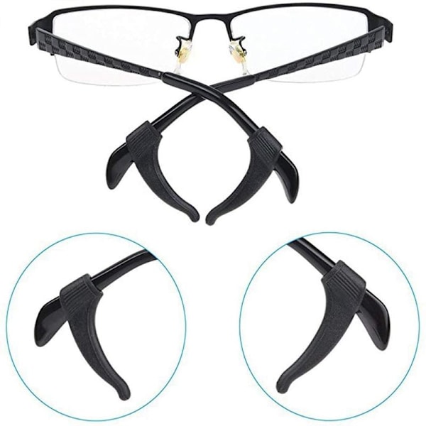 Antiskrid til briller - silikone - sort - 10 stk Black