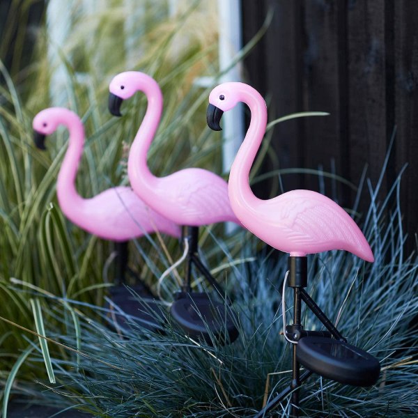 Solcellsdrivna Trädgårdslampor - Flamingo - 3 st Rosa