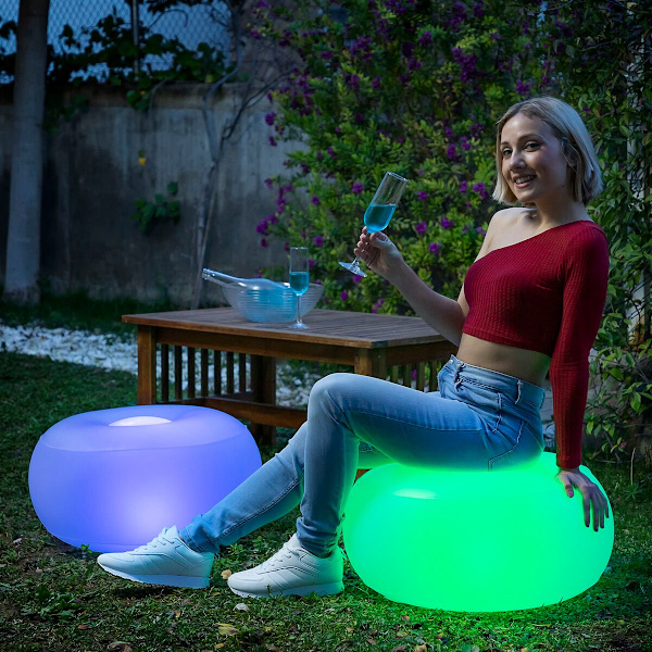 Ilmatäytteinen jakkara LED-valolla - Läpinäkyvä Transparent