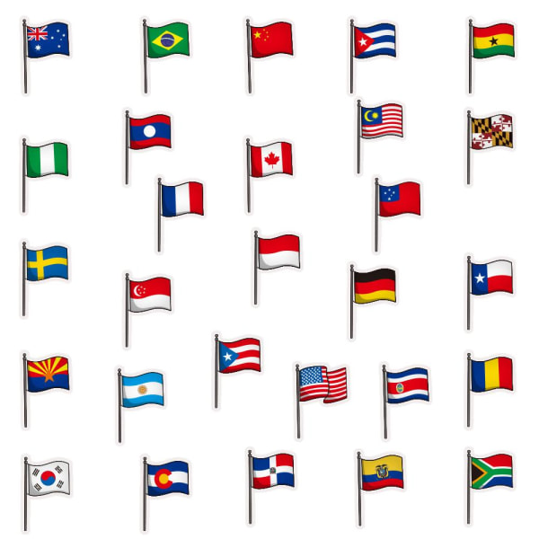 Pack med Klistermärken - Nationella Flaggor multifärg