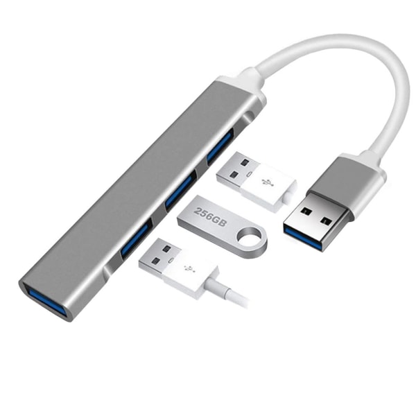 USB 3.0-hub med 4 Portar - Silver Silver