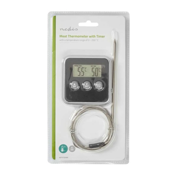 Digital Stektermometer med Timer grå