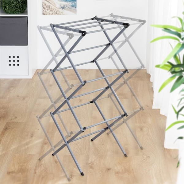 Torkställning med Tre Höjdnivåer - Utdragbar grå