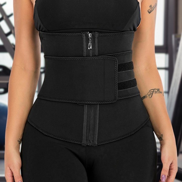 Waist Trainer med Velcro, Sort - L Black L