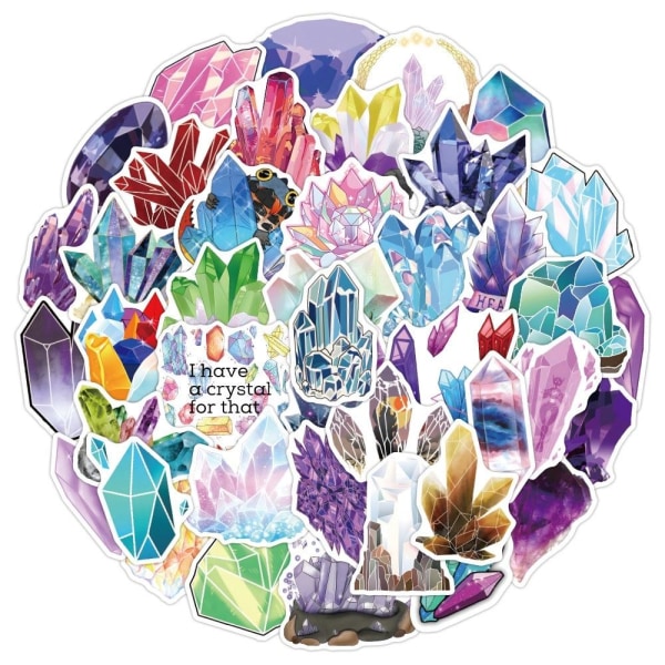 Klistermærker - krystaller - 50 stk Multicolor