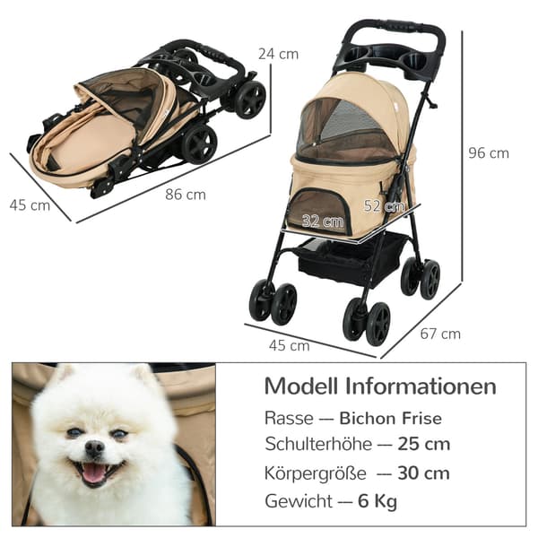 Sammenfoldelig hundeklapvogn til små hunde og katte