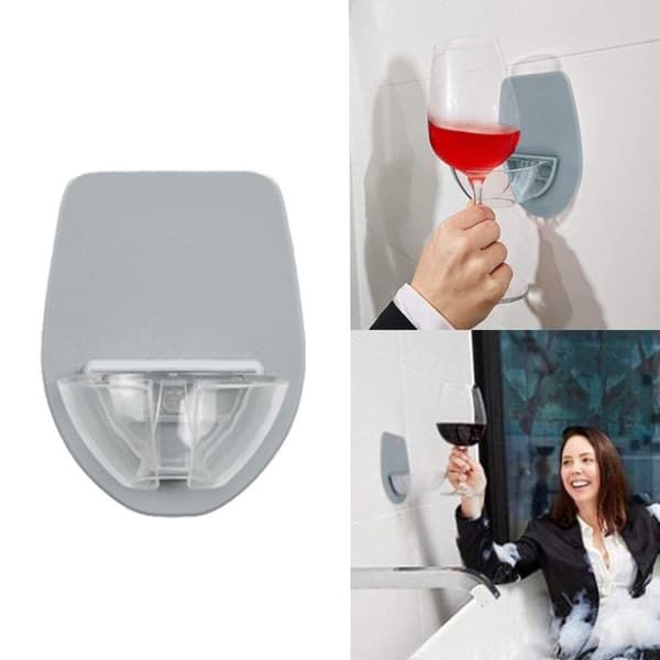 Itsekiinnittyvä viinilasiteline seinälle Grey