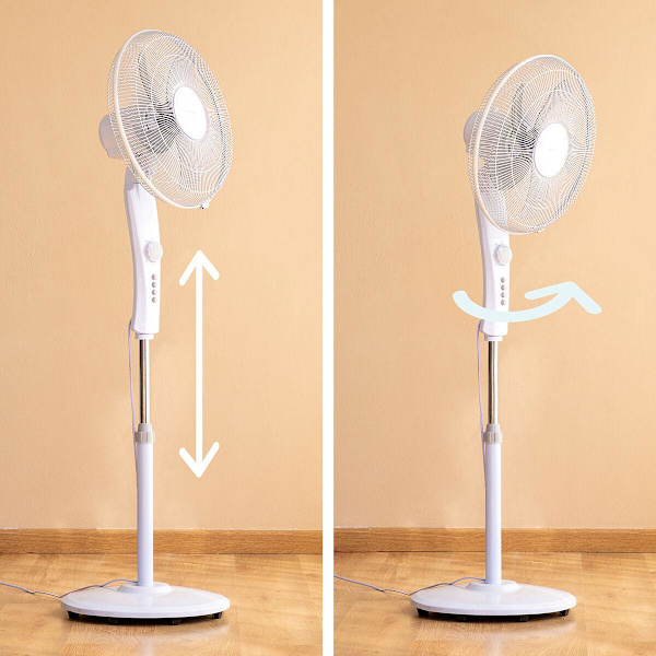 Gulvventilator med AC - 110–138 cm - Timer - 45 W White