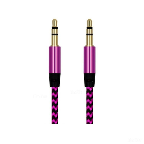 1m Kudottu 3.5mm Aux -kaapeli - Vaaleanpunainen Pink