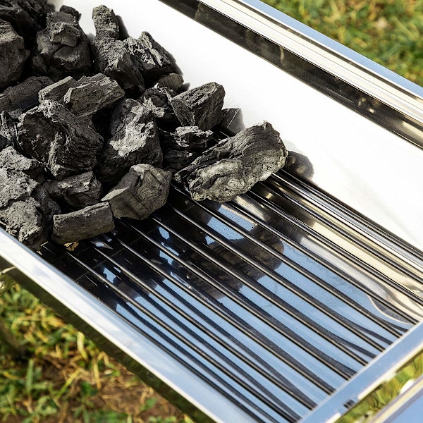 Bærbar kulgrill - Sammenklappelig - Rustfrit stål Silver