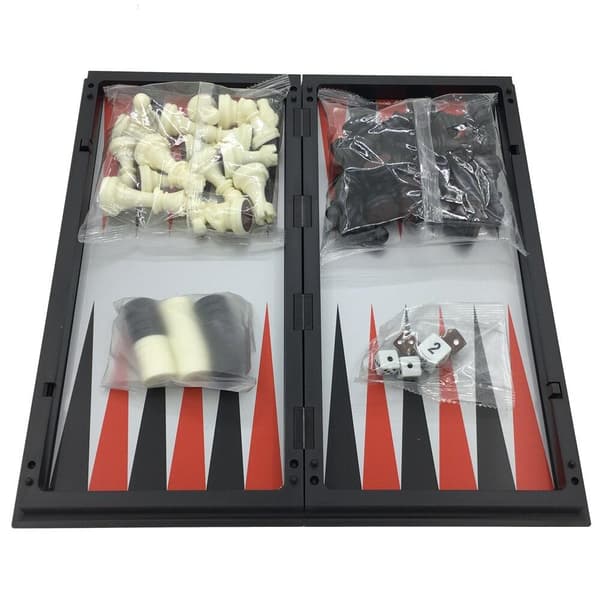 3-i-1-Spilsæt, Skak - Backgammon - Dam Multicolor