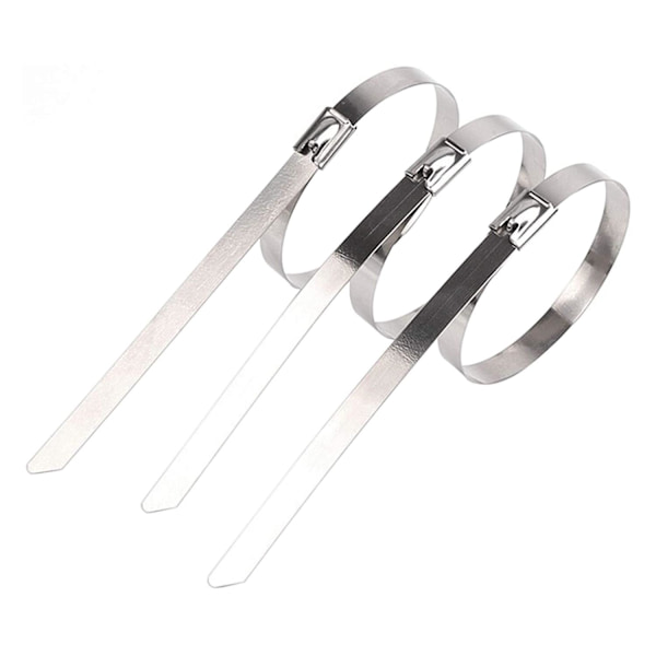100x Kabelbinder, Rustfrit Stål - 20 cm Silver