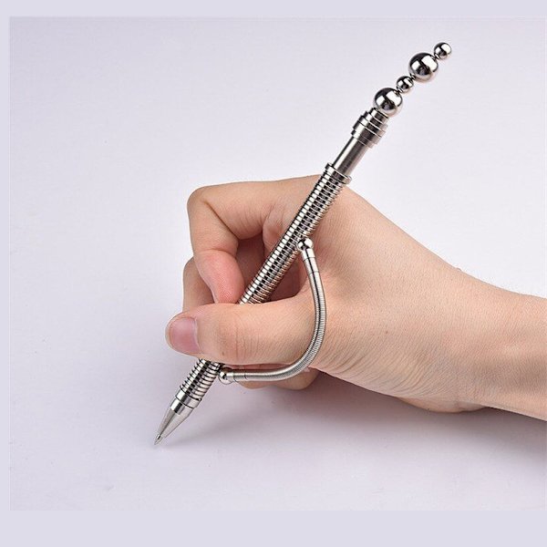 Fidget Penna - 2-i-1 - Metall Silver