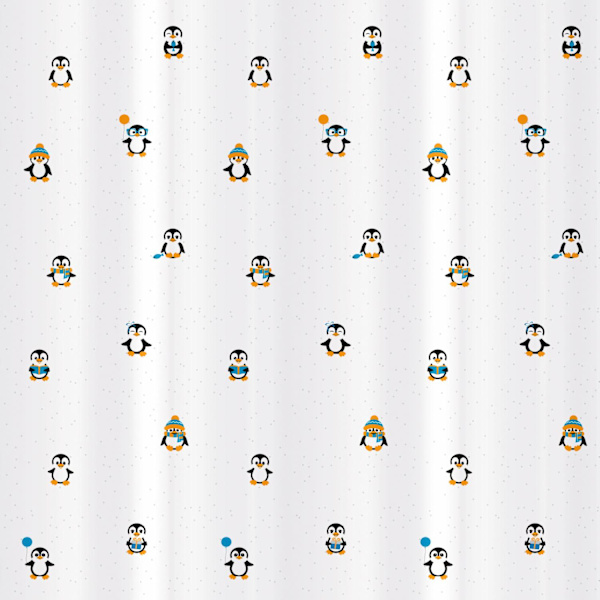 Tatkraft, Funny Penguins - Duschdraperi multifärg